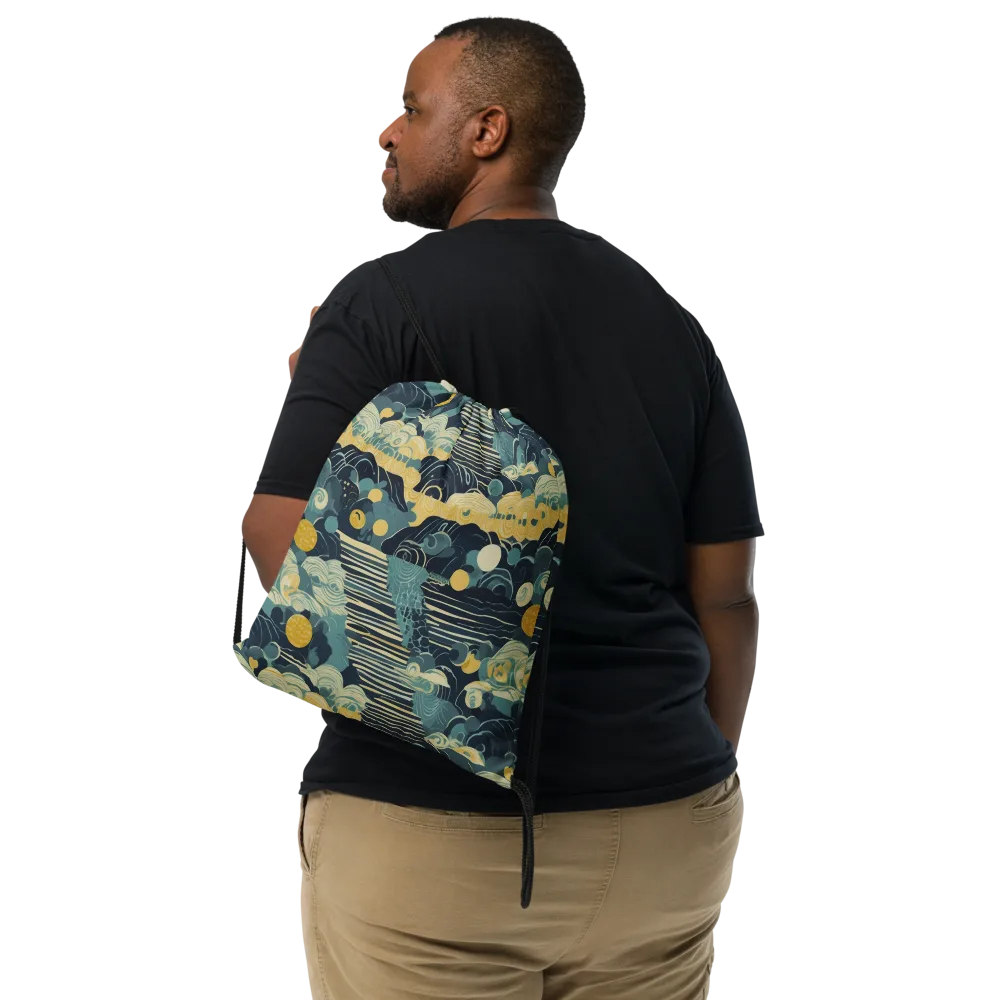 Cerulean Tide on Drawstring Bag — Front