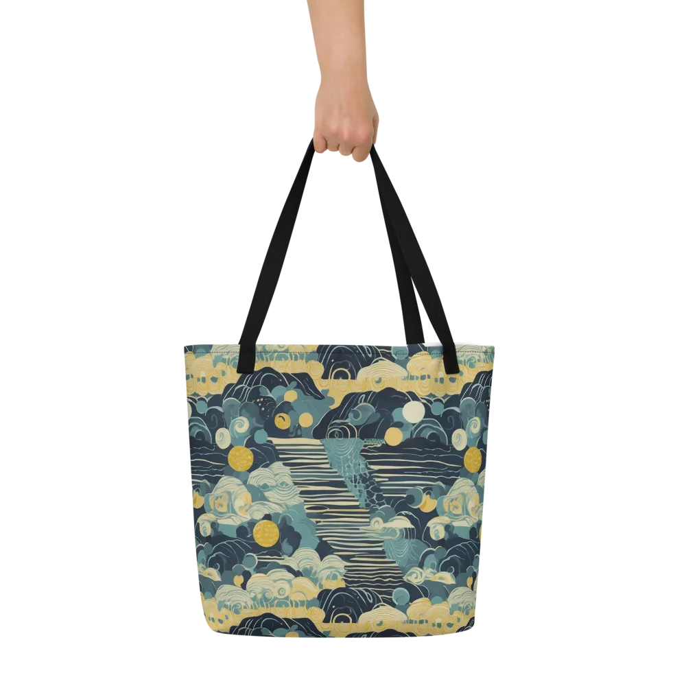 Cerulean Tide on Large Tote Bag W/ Pocket — Front