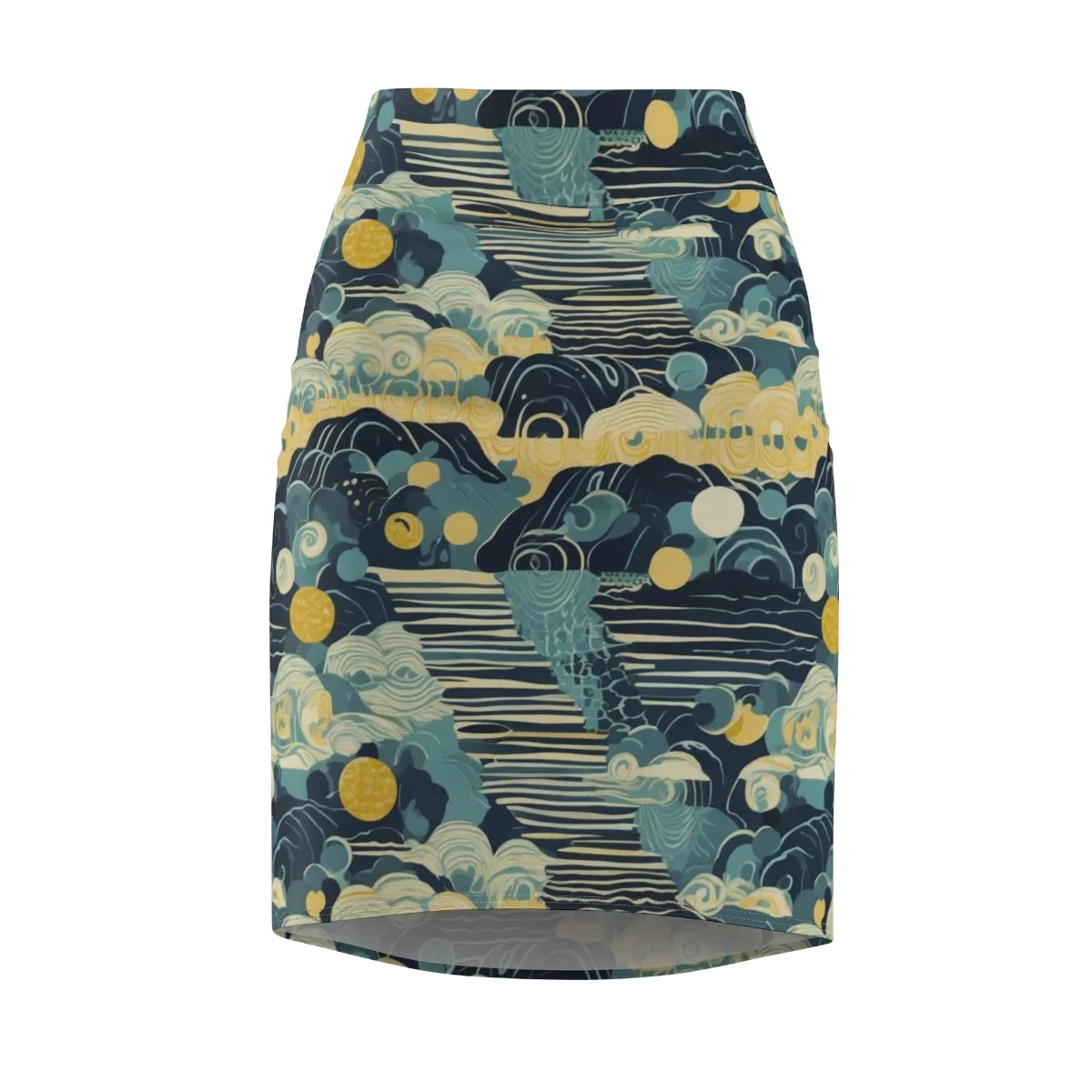 Cerulean Tide on Pencil Skirt — Front