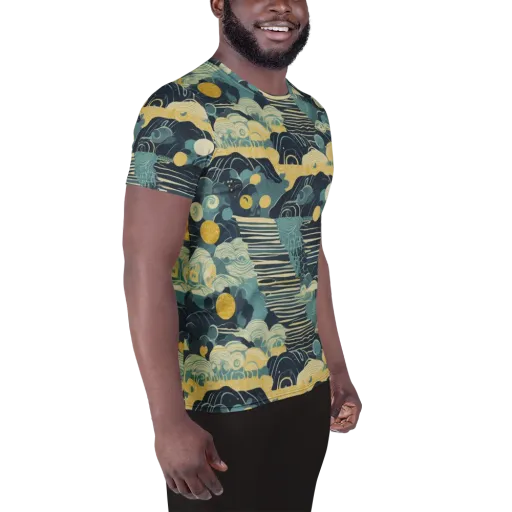 Cerulean Tide on a Men's Athletic T-Shirt