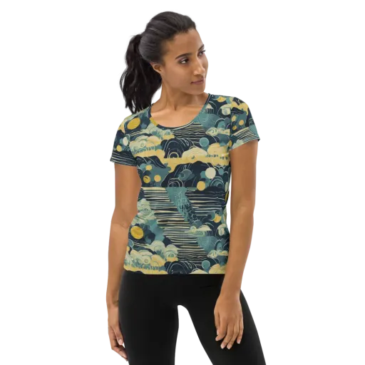 Cerulean Tide on a Women's Athletic T-Shirt