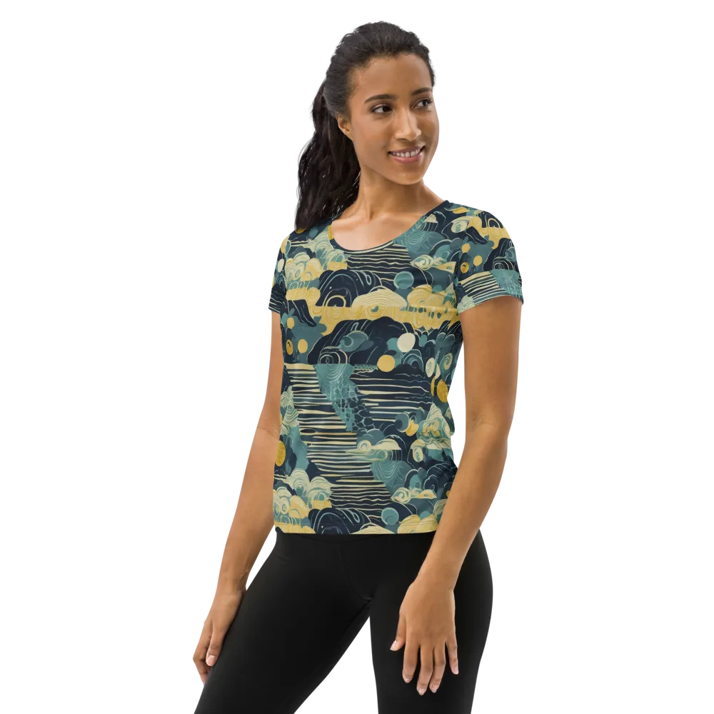 Cerulean Tide on Women's Athletic T-Shirt — Left