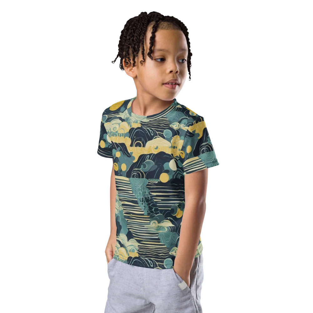 Cerulean Tide on Kids Crew Neck T-Shirt — Left Front
