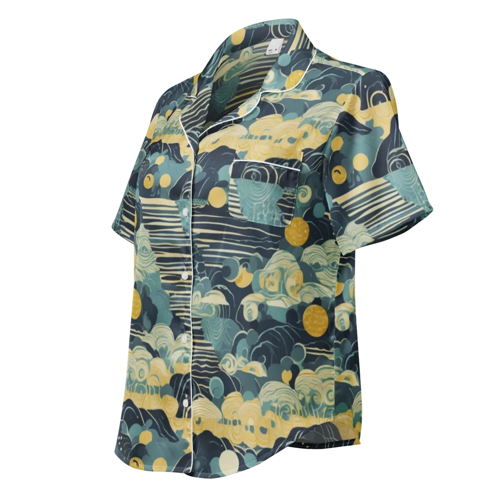 Cerulean Tide on Women's Short Sleeve Pajama Top — Left Front