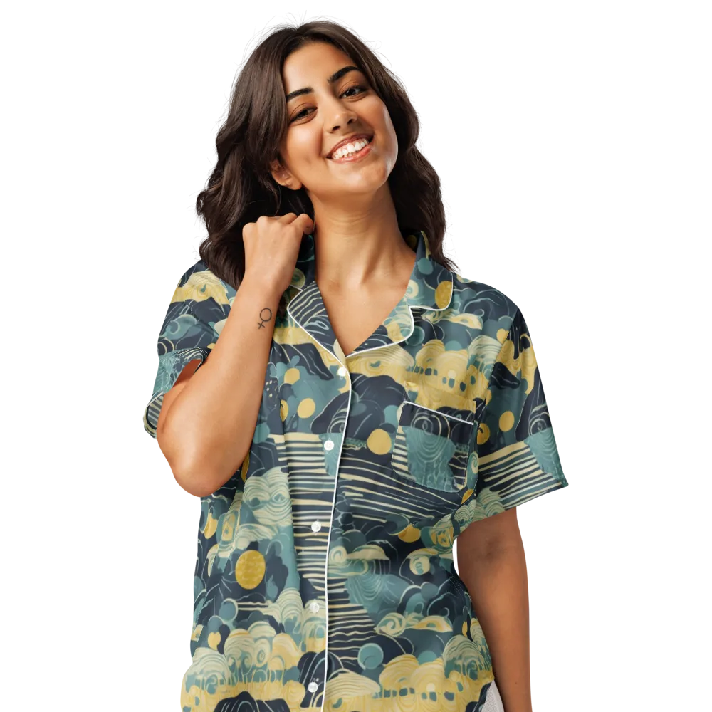 Cerulean Tide on Women's Short Sleeve Pajama Top — Front