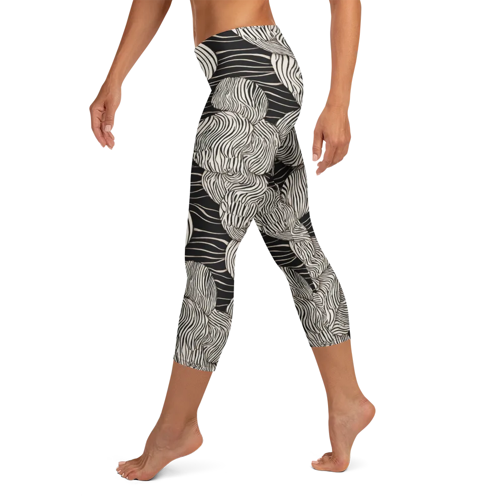 Onyx Ripple on Capri Leggings — Left
