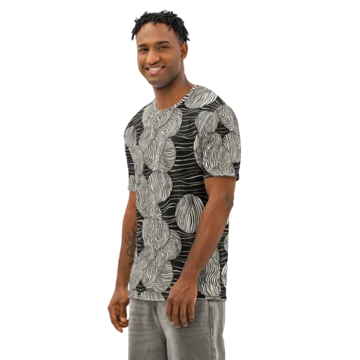 Onyx Ripple on a Men's Cotton Crew Neck T-Shirt