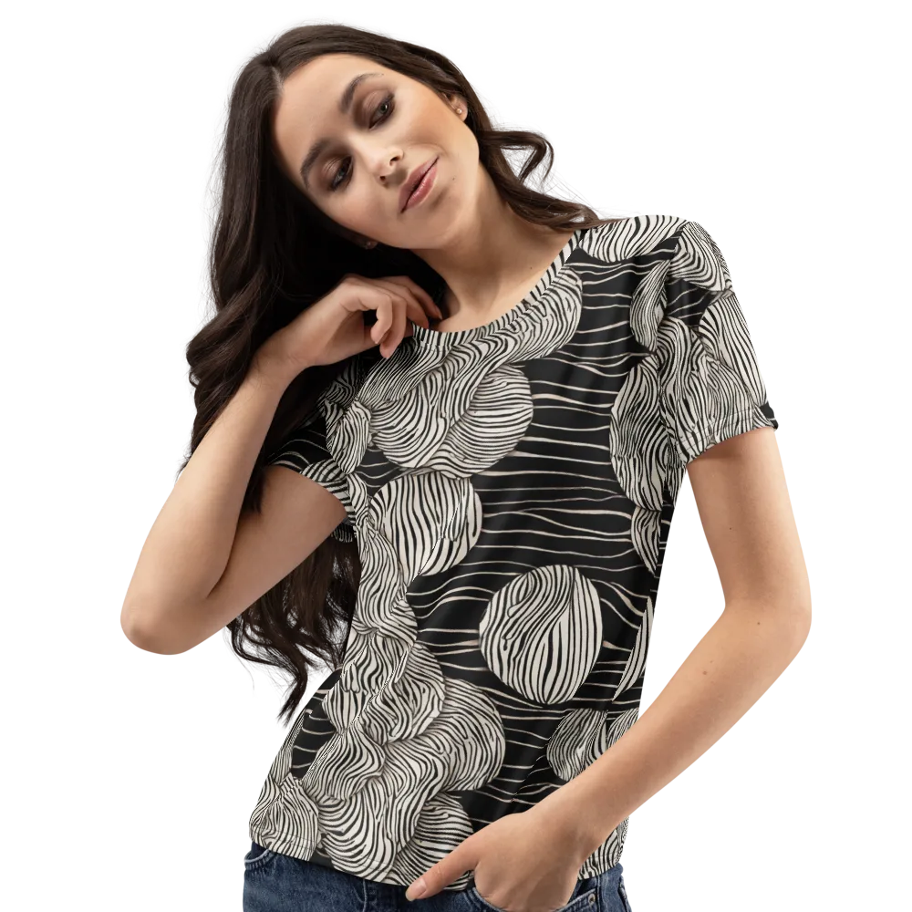 Onyx Ripple on Women's Crew Neck T-Shirt — Left Front