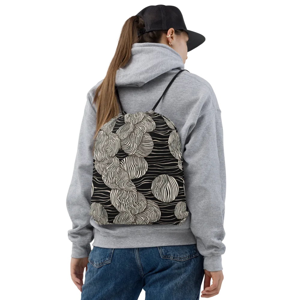 Onyx Ripple on Drawstring Bag — Front