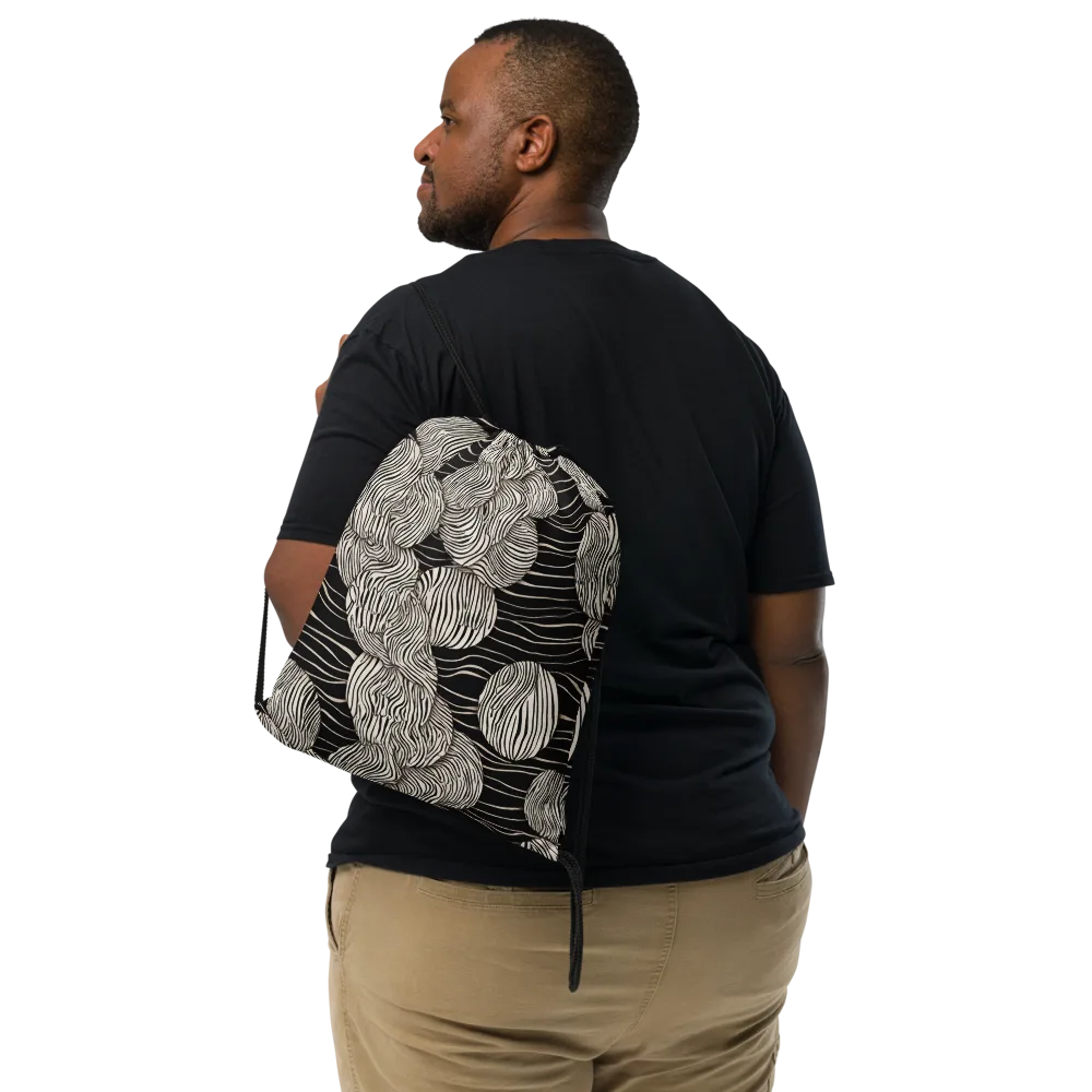 Onyx Ripple on Drawstring Bag — Front