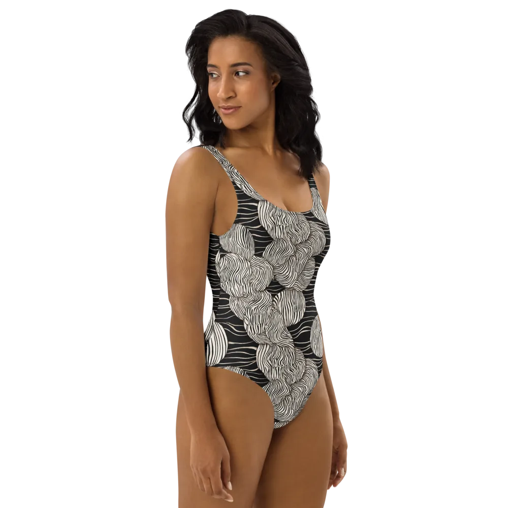 Onyx Ripple on One-Piece Swimsuit — Right