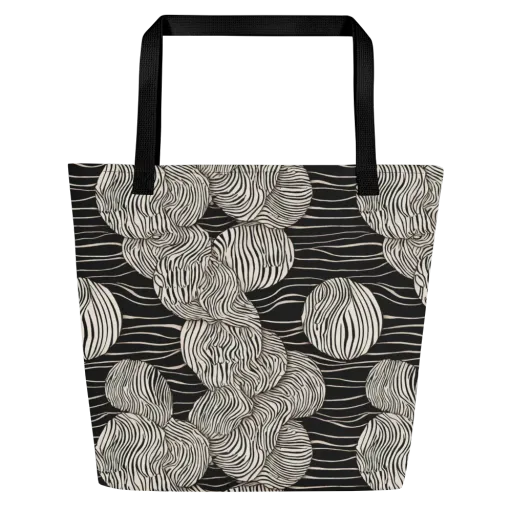 Onyx Ripple on a Large Tote Bag W/ Pocket