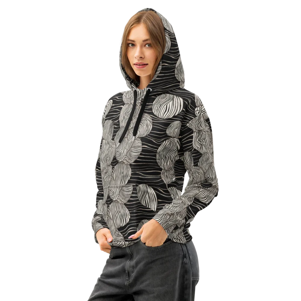 Onyx Ripple on Cotton Hoodie — Left Front