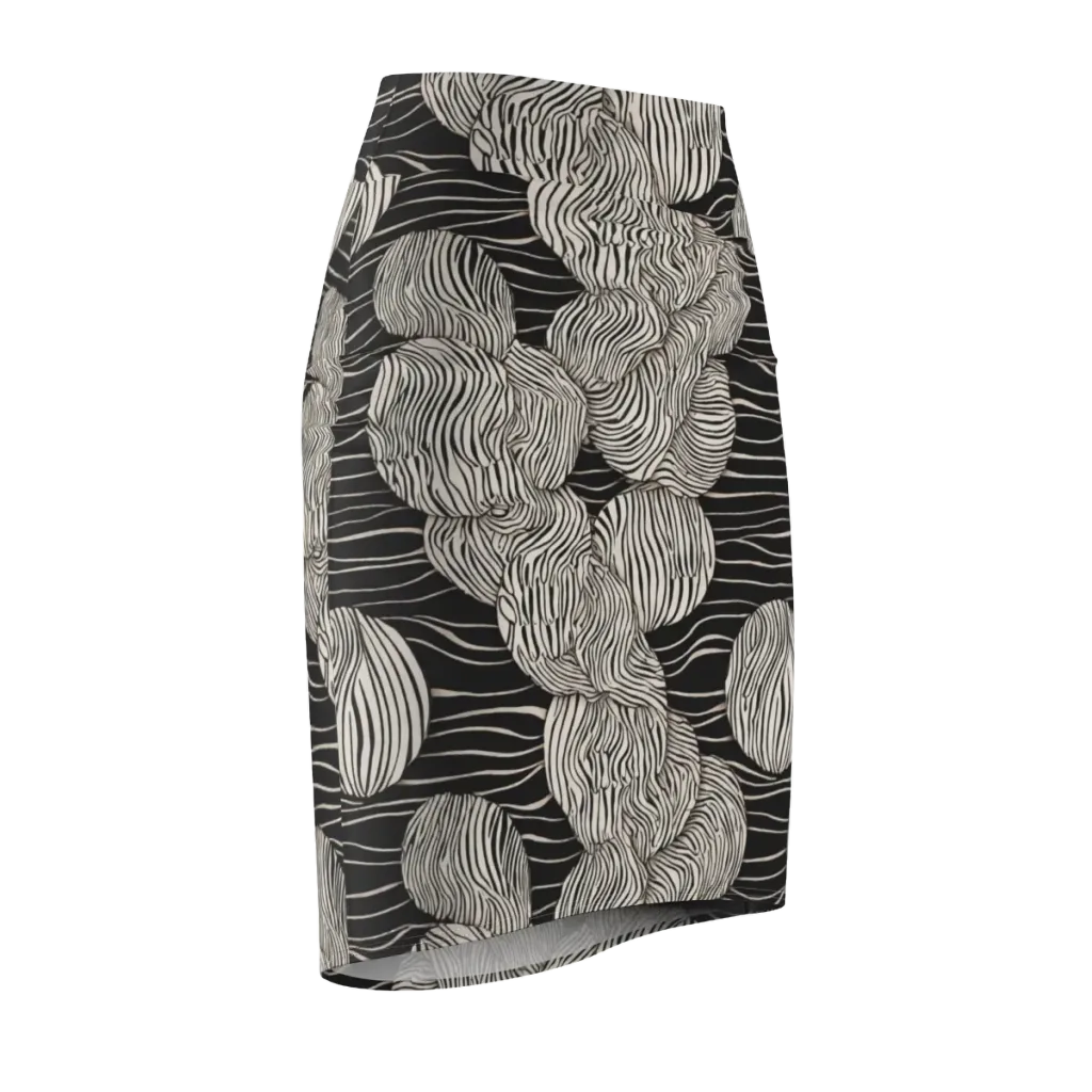 Onyx Ripple on Pencil Skirt — Front Side