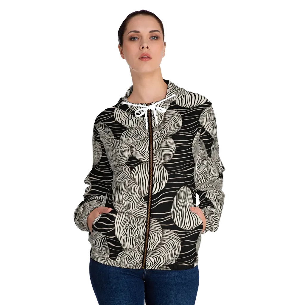 Onyx Ripple on Women's Full-Zip Hoodie — Front On Person