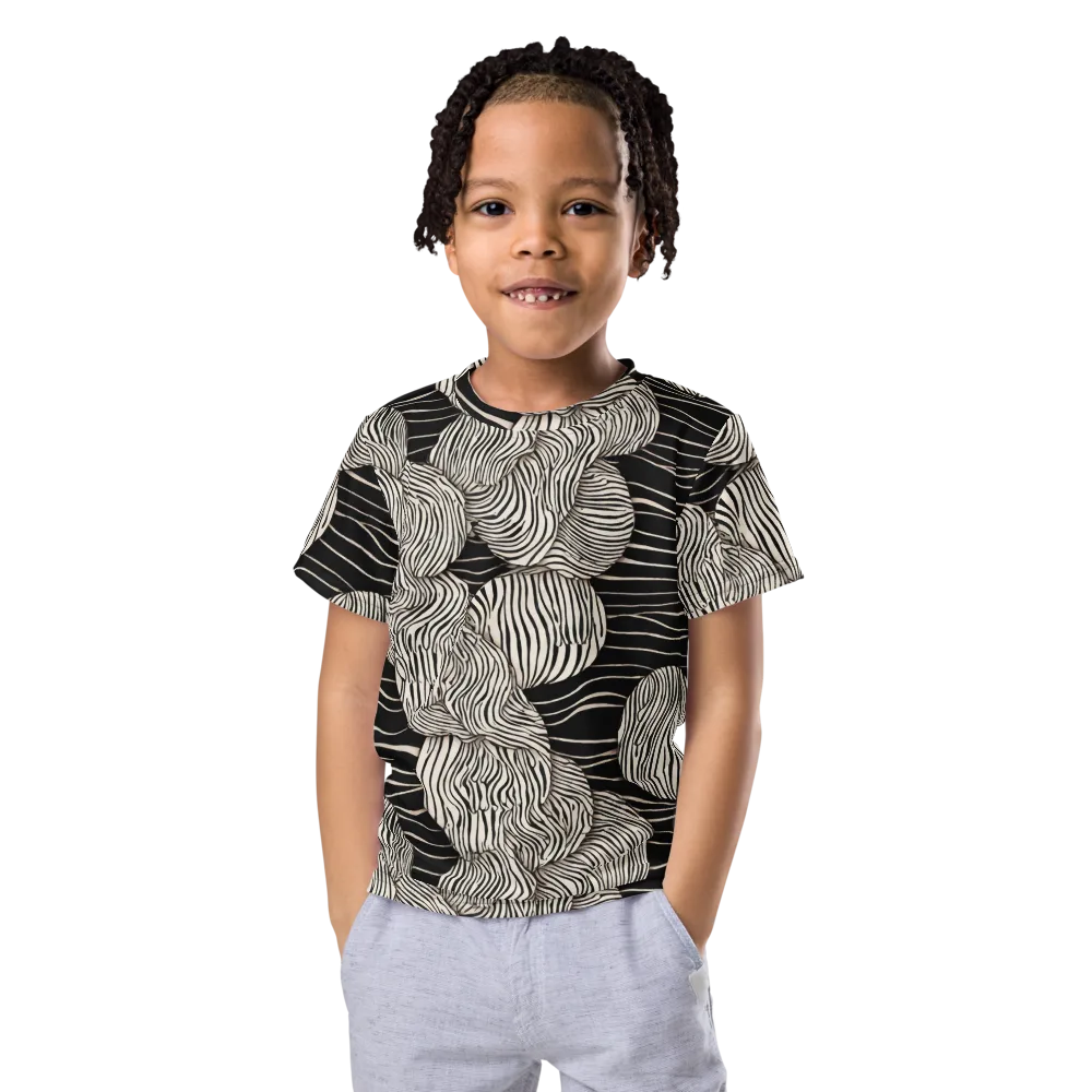 Onyx Ripple on Kids Crew Neck T-Shirt — Front