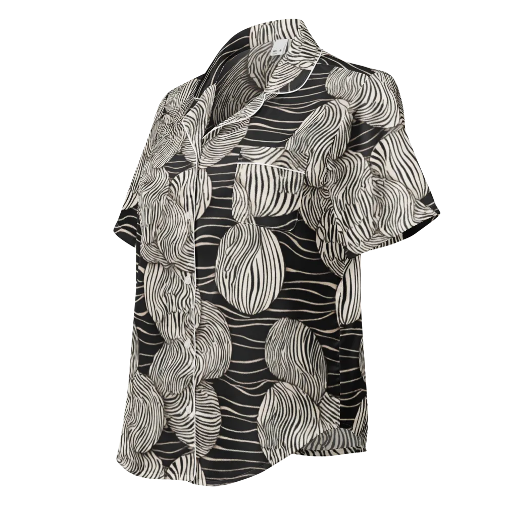 Onyx Ripple on Women's Short Sleeve Pajama Top — Left Front