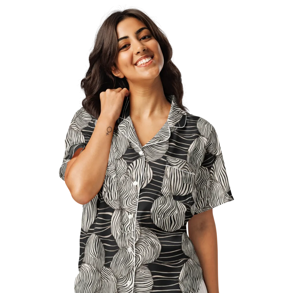 Onyx Ripple on Women's Short Sleeve Pajama Top — Front