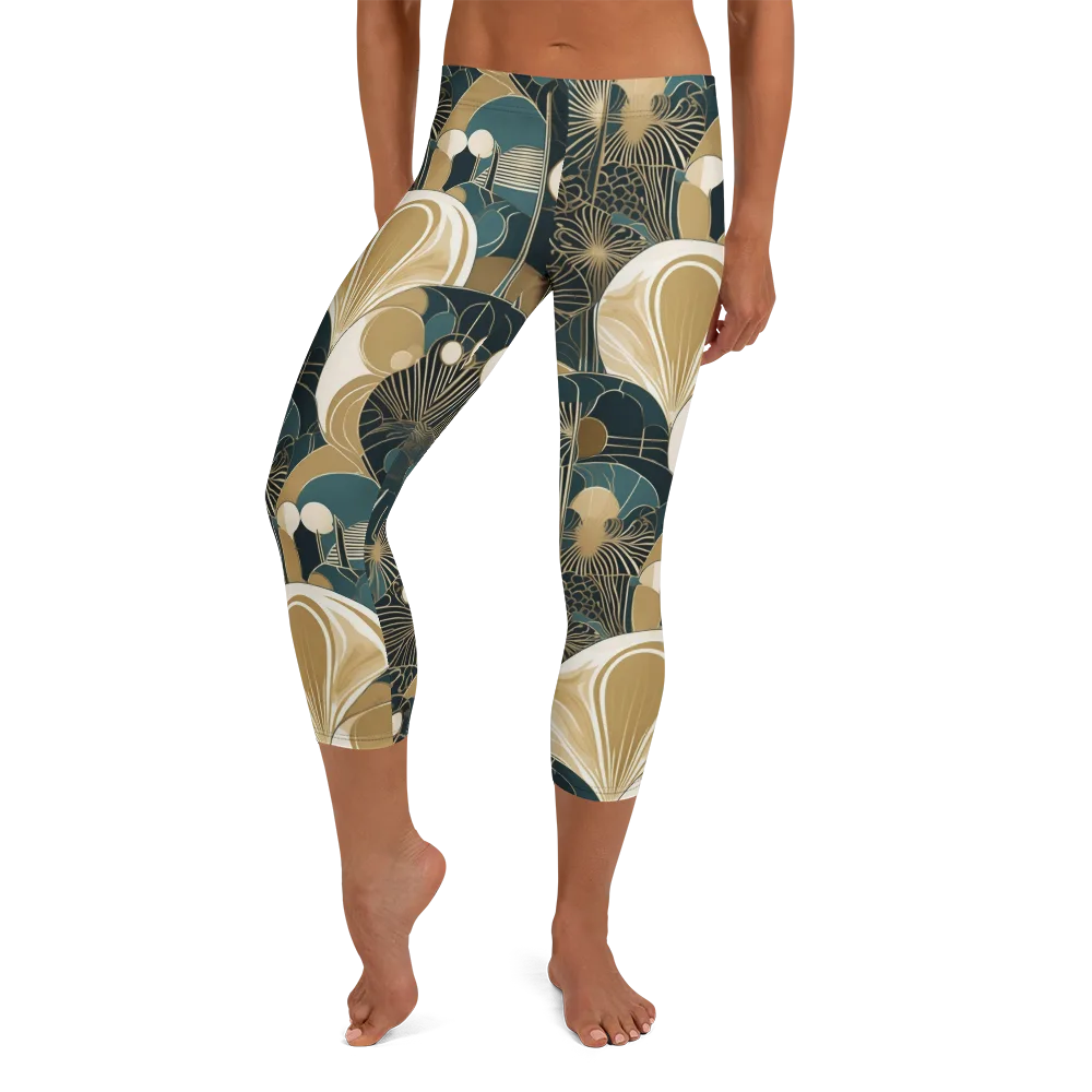 Gilded Night Garden on Capri Leggings — Front