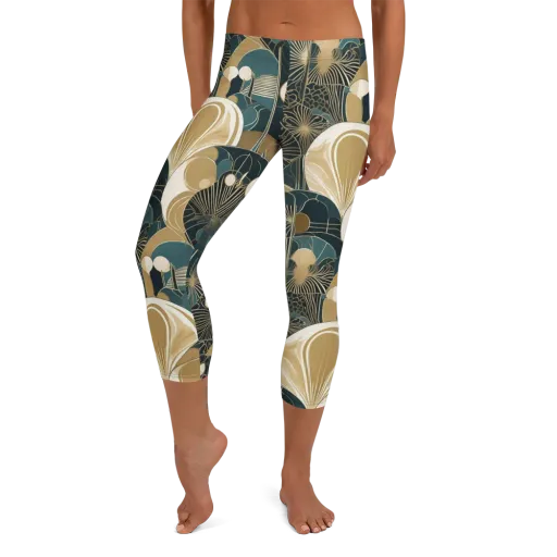 Gilded Night Garden on a Capri Leggings