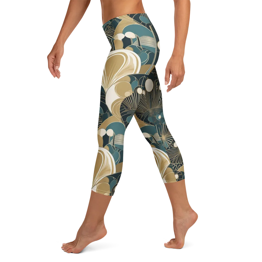 Gilded Night Garden on Capri Leggings — Left