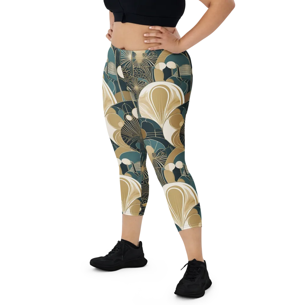 Gilded Night Garden on Capri Leggings — Front