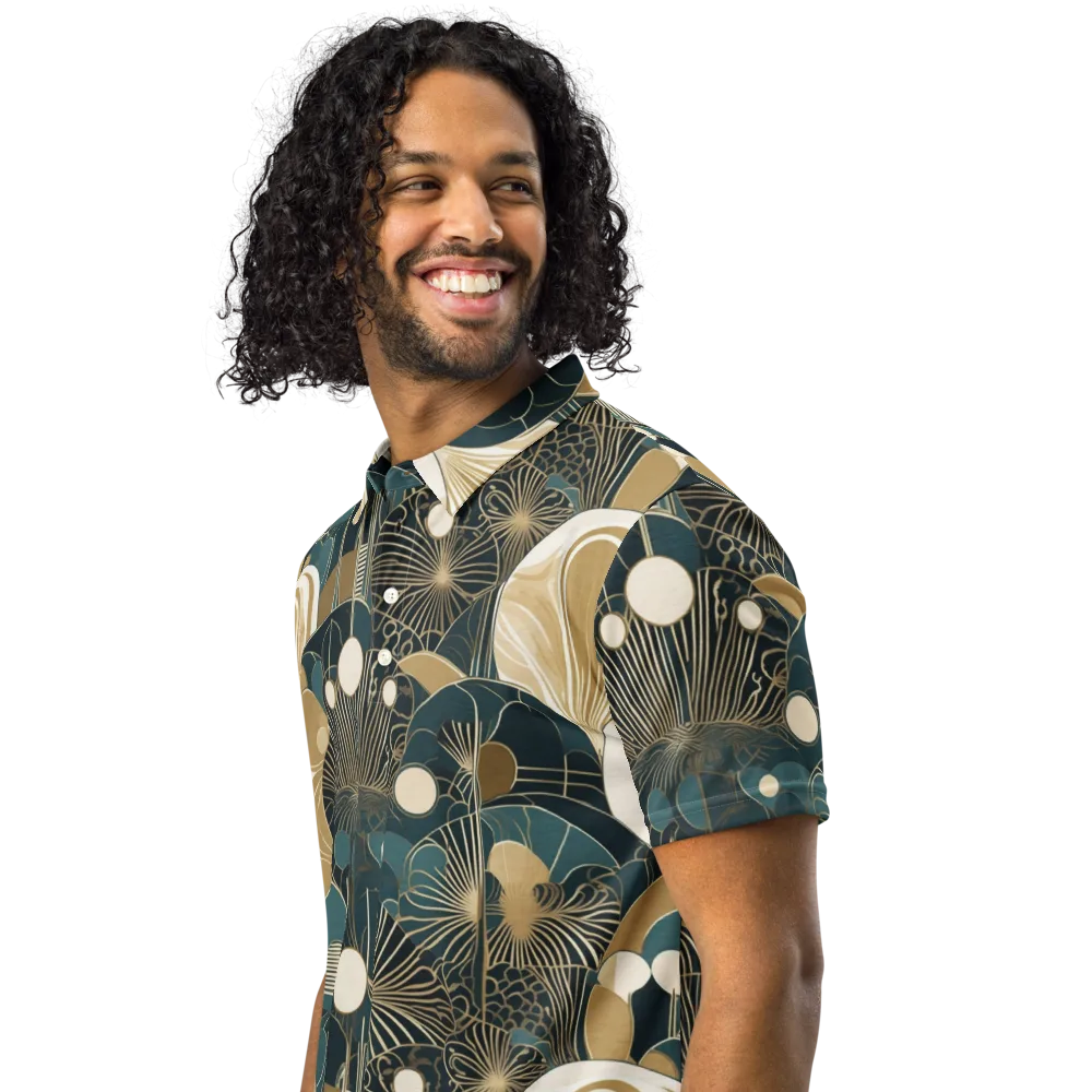 Gilded Night Garden on Men's Slim Fit Polo Shirt — Left Front