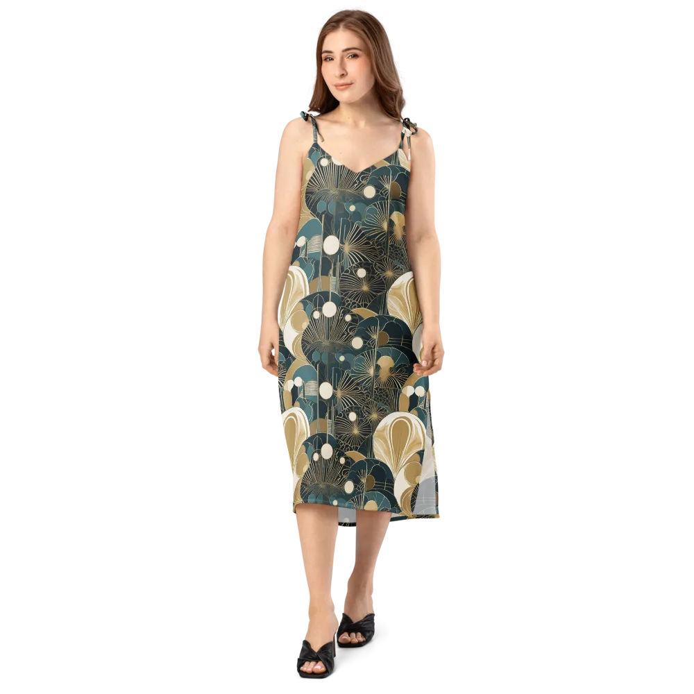 Gilded Night Garden on Slip Dress — Front