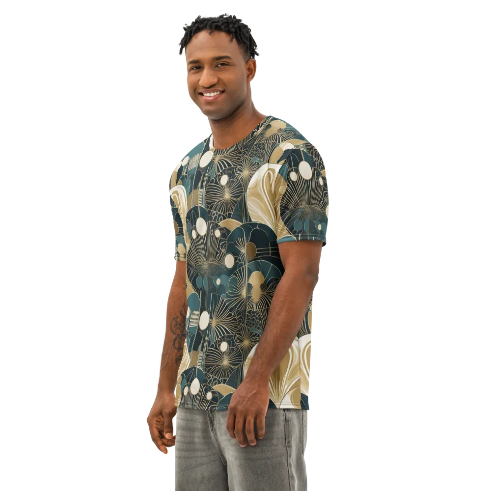 Gilded Night Garden on Men's Cotton Crew Neck T-Shirt — Left Front