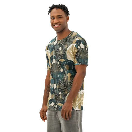 Gilded Night Garden on a Men's Cotton Crew Neck T-Shirt