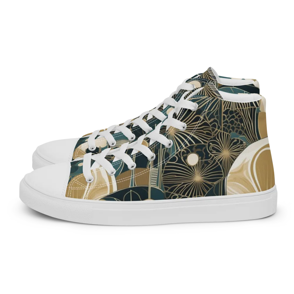 Gilded Night Garden on Men's High Top Canvas Shoes — Left
