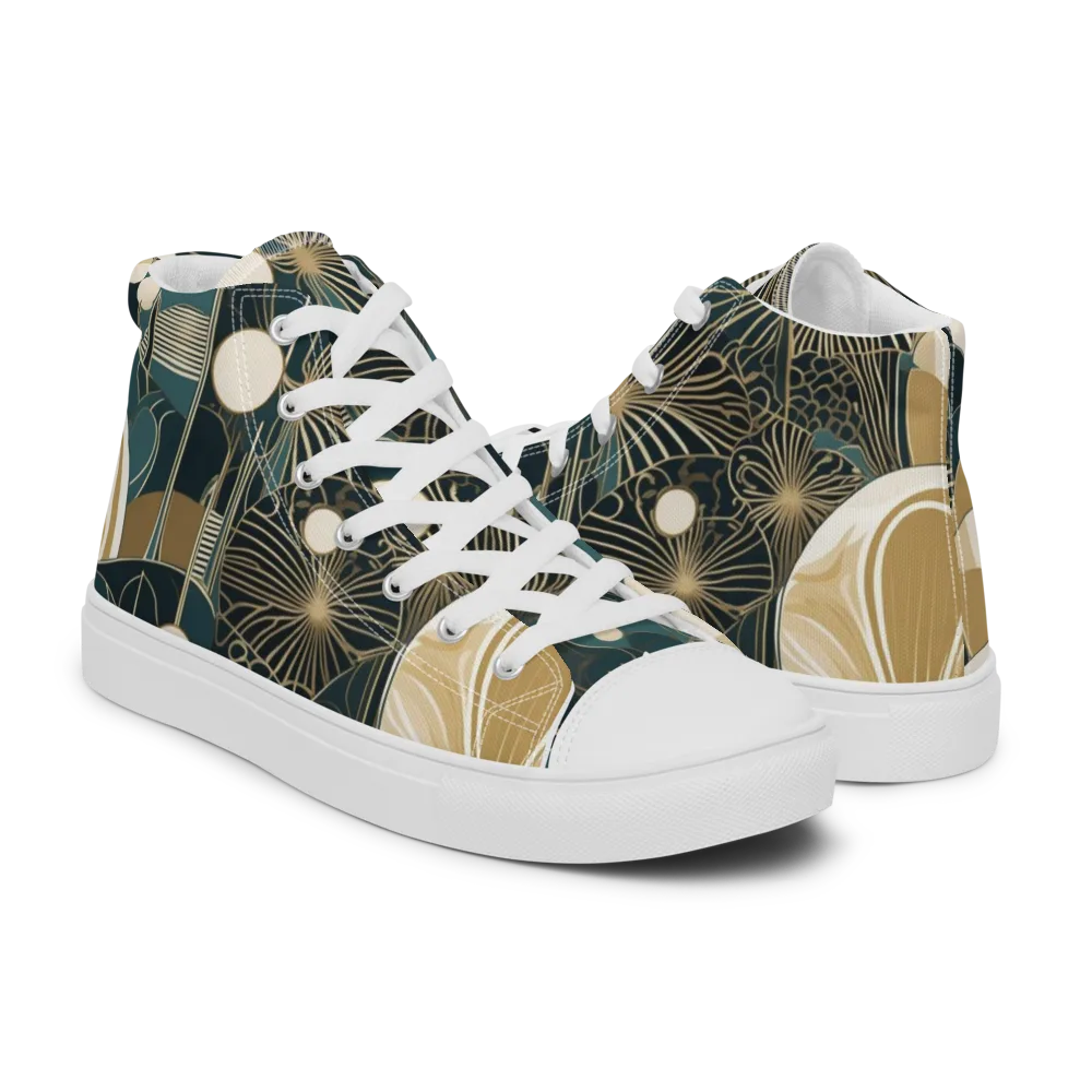 Gilded Night Garden on Men's High Top Canvas Shoes — Right
