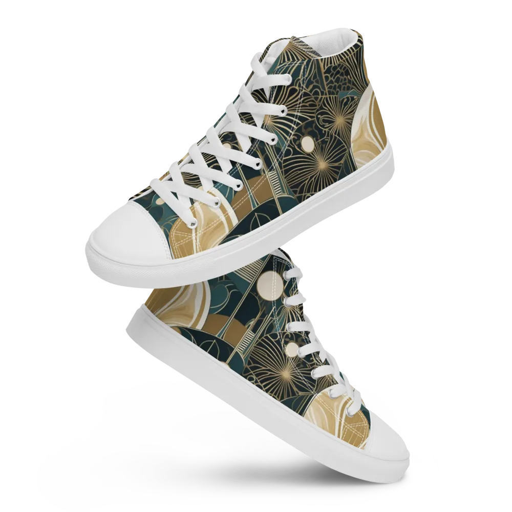 Gilded Night Garden on Men's High Top Canvas Shoes — Front