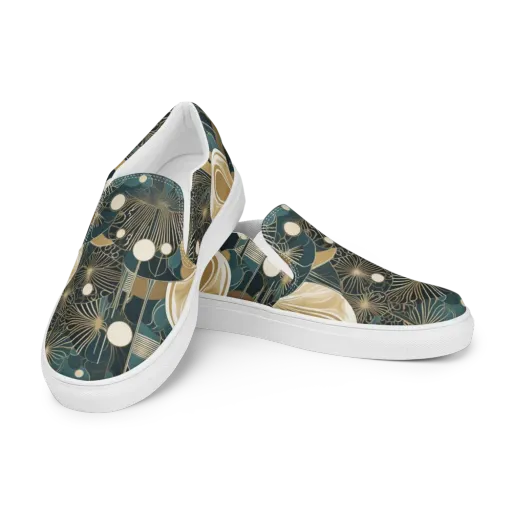 Gilded Night Garden on a Men's Slip-On Canvas Shoes