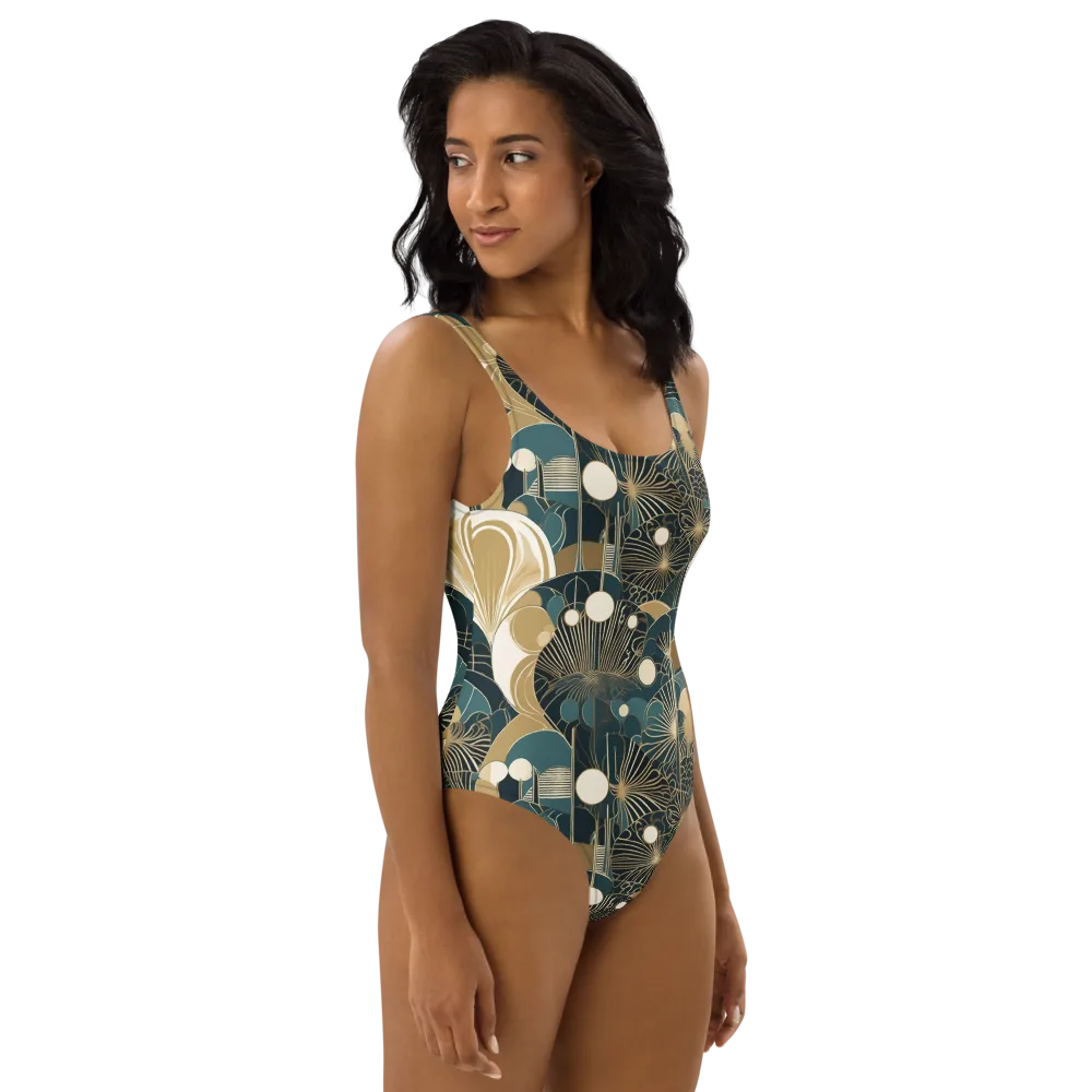 Gilded Night Garden on One-Piece Swimsuit — Right