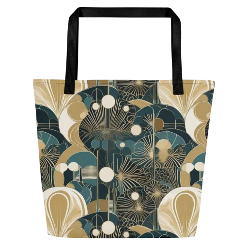 Gilded Night Garden on a Large Tote Bag W/ Pocket