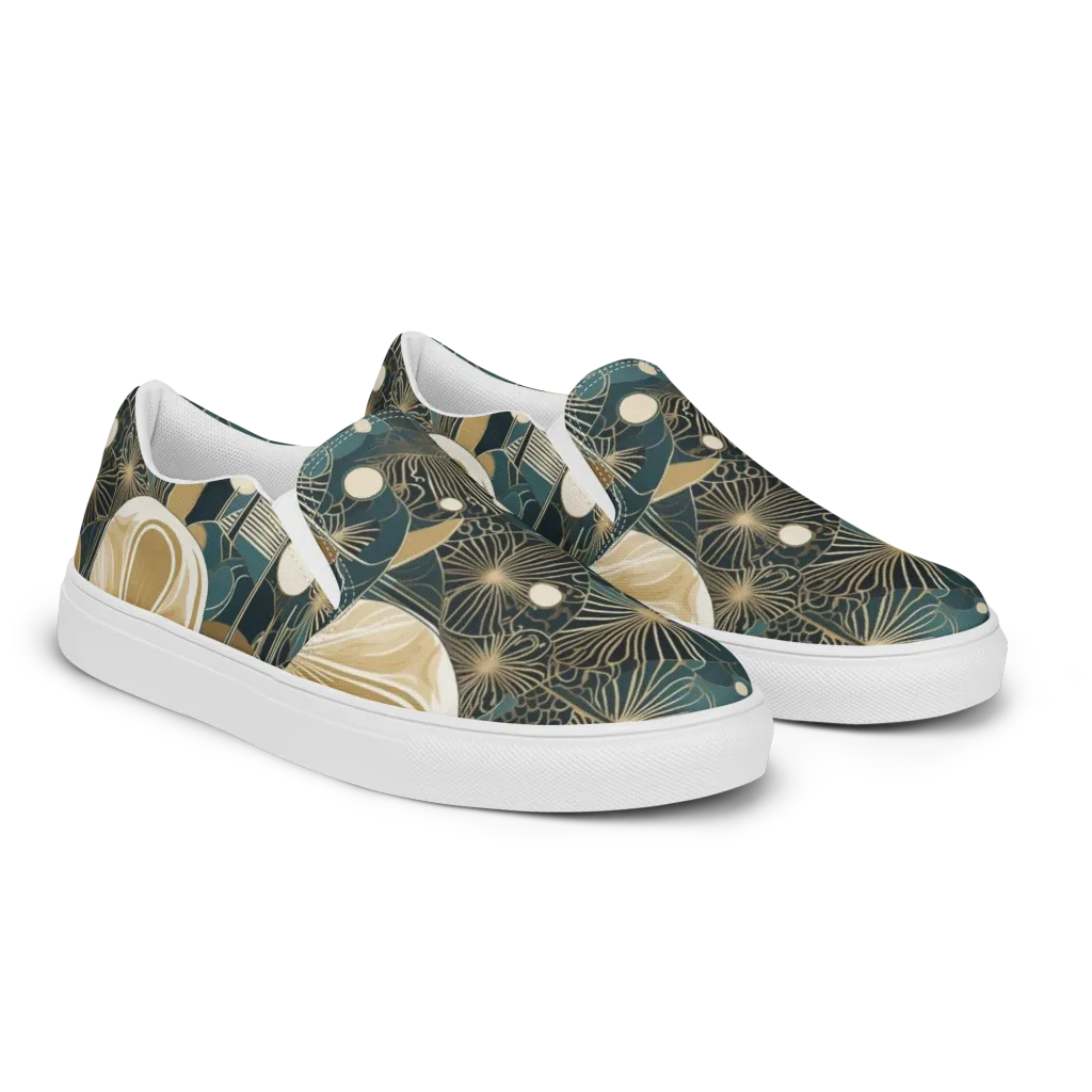 Gilded Night Garden on Women's Slip-On Canvas Shoes — Right Front