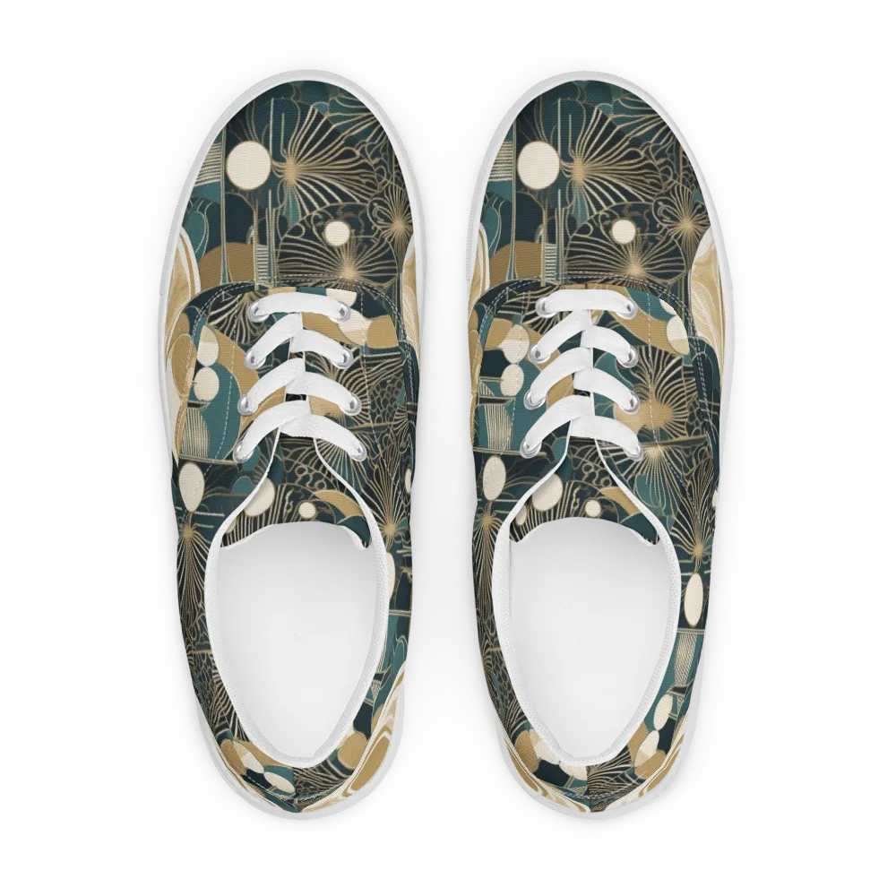 Gilded Night Garden on Men's Lace-Up Canvas Shoes — Front