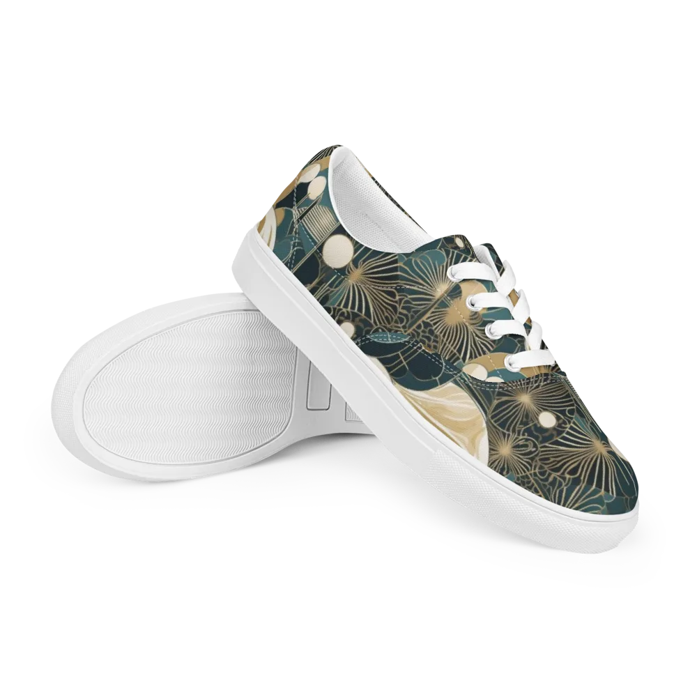 Gilded Night Garden on Men's Lace-Up Canvas Shoes — Right Front
