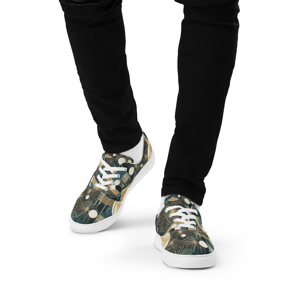 Gilded Night Garden on Men's Lace-Up Canvas Shoes — Front
