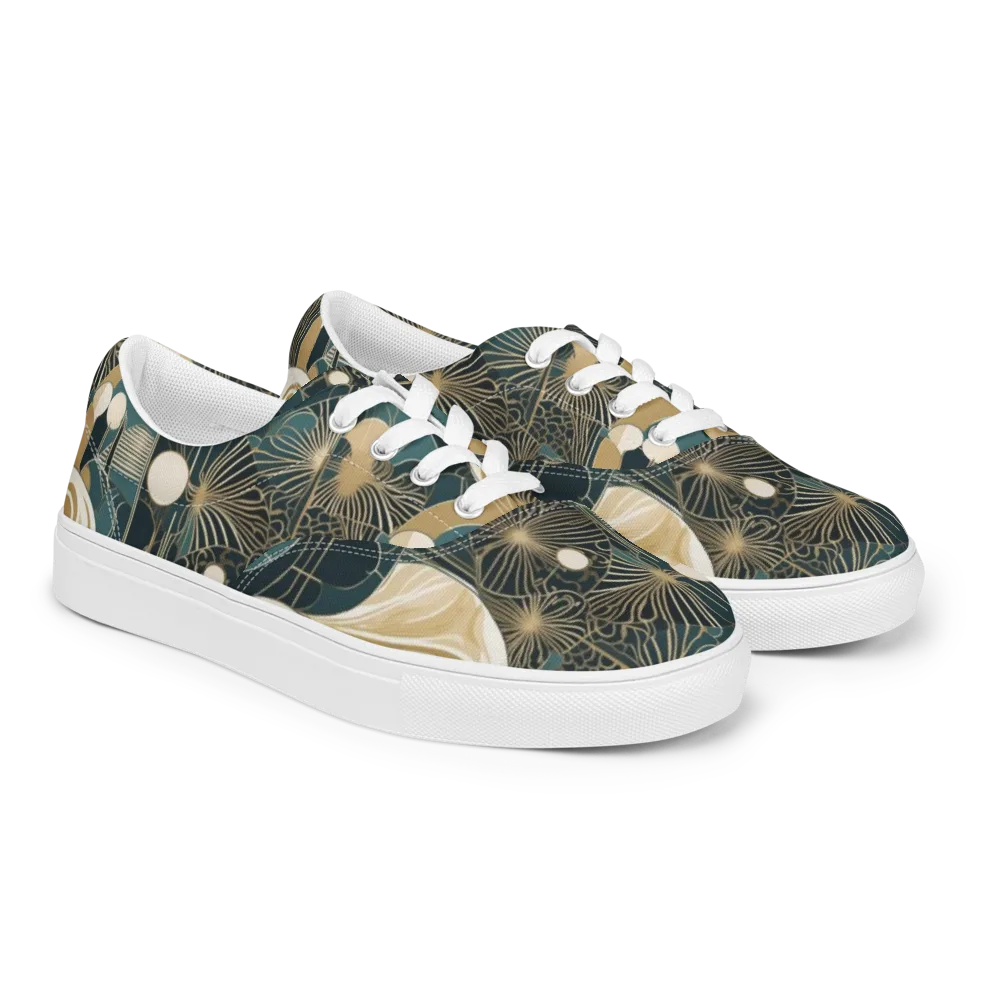 Gilded Night Garden on Men's Lace-Up Canvas Shoes — Right Front