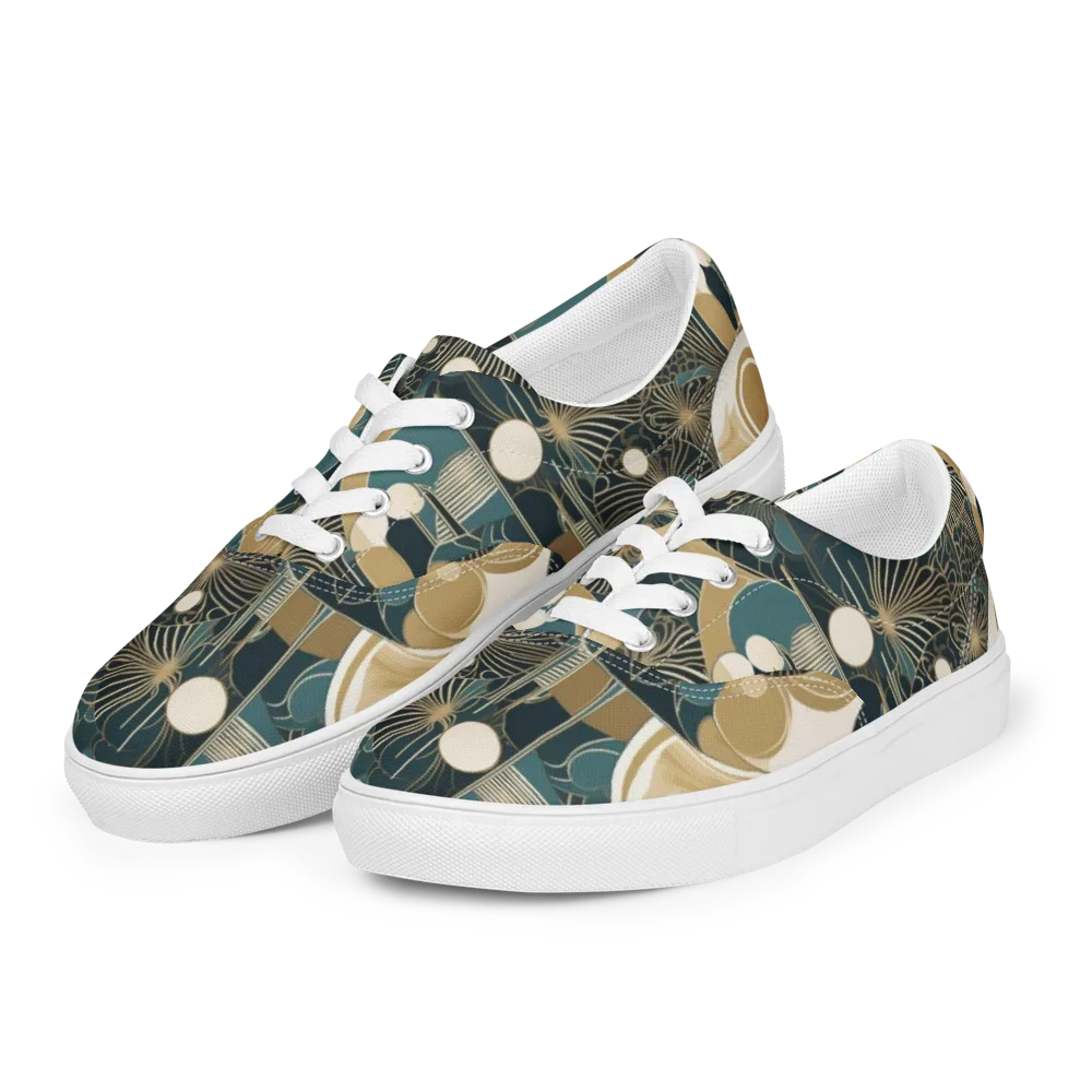 Gilded Night Garden on Men's Lace-Up Canvas Shoes — Left Front