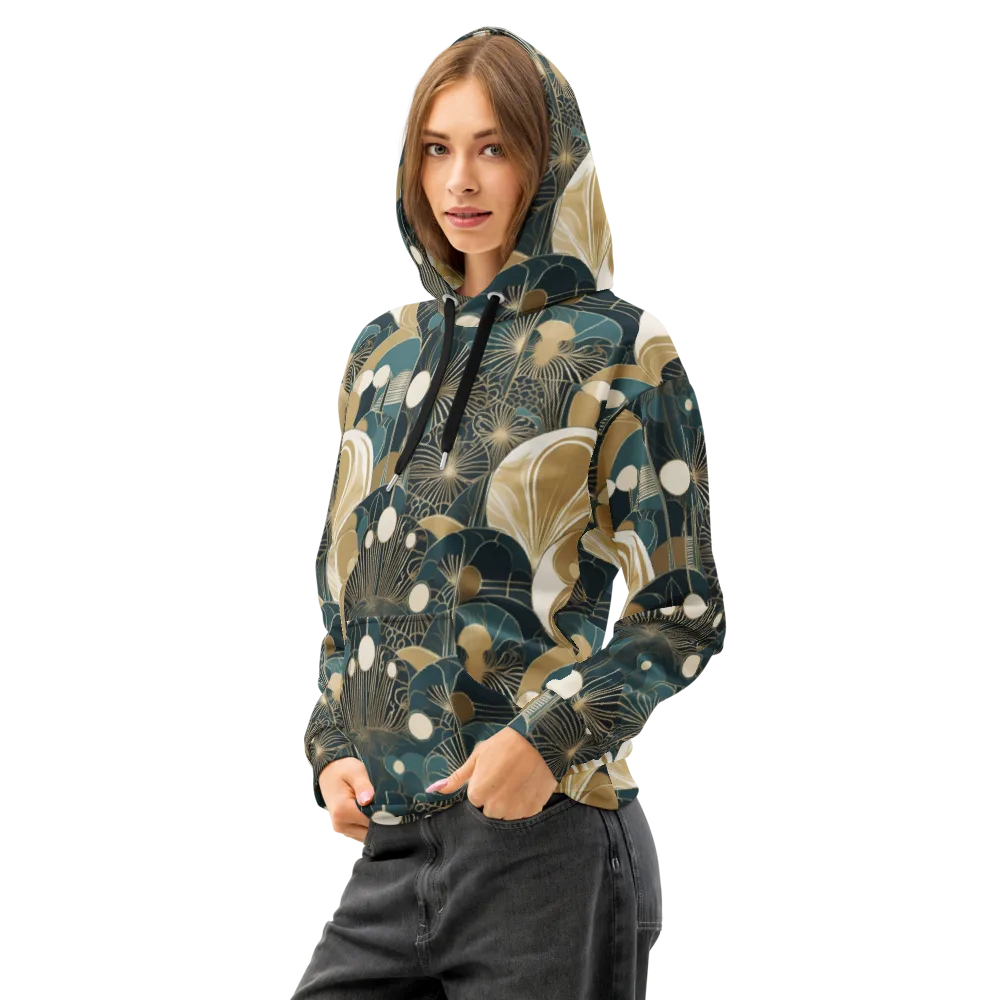Gilded Night Garden on Cotton Hoodie — Left Front