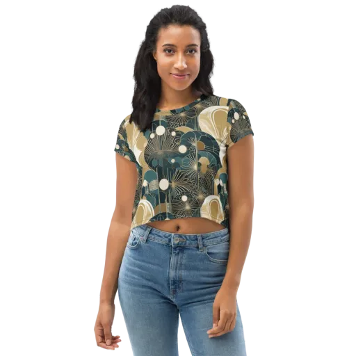 Gilded Night Garden on a Crop Tee