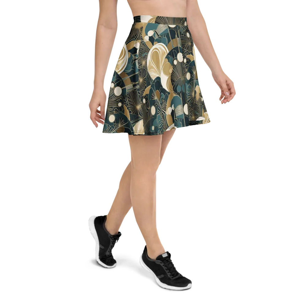 Gilded Night Garden on Skater Skirt — Right