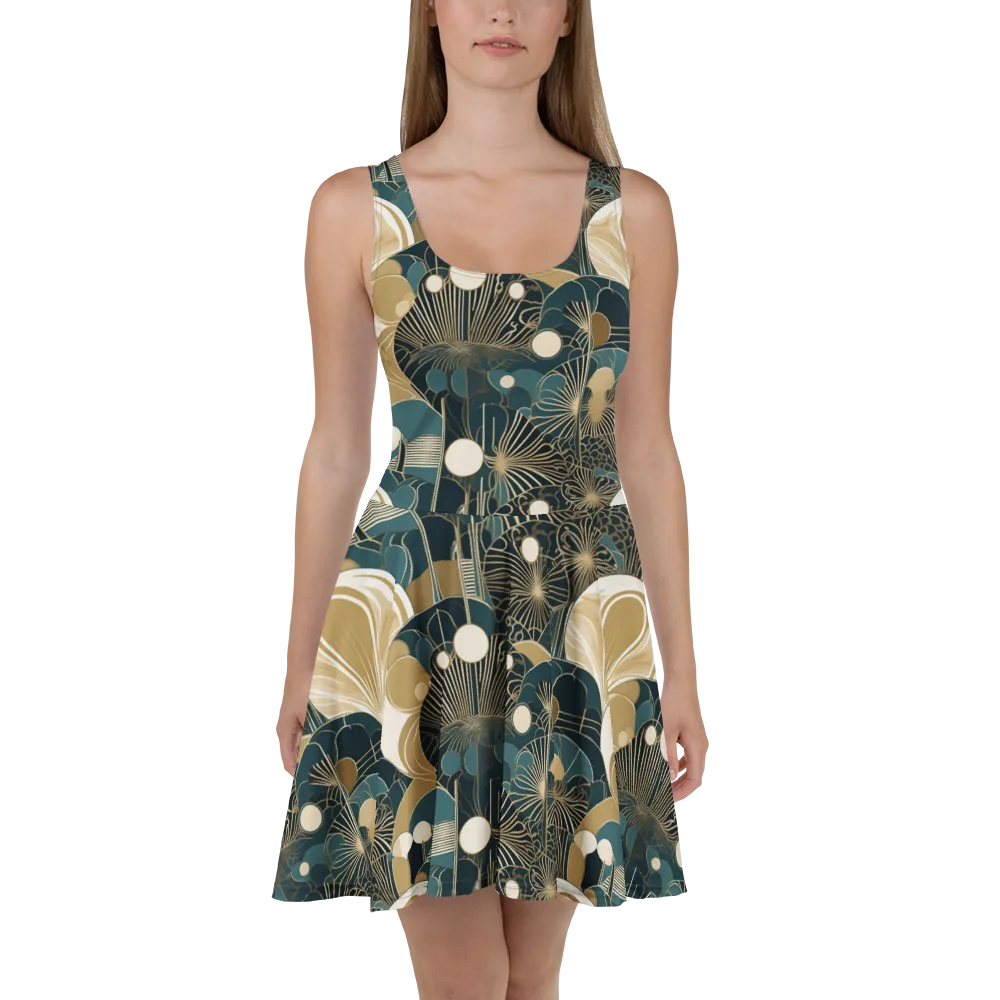 Gilded Night Garden on Skater Dress — Front