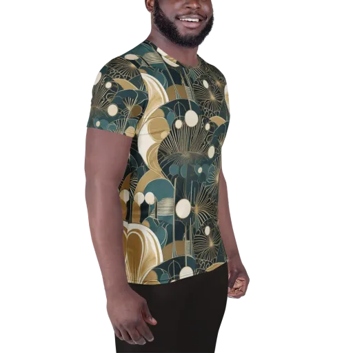 Gilded Night Garden on a Men's Athletic T-Shirt