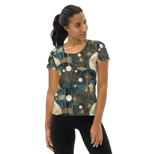 Gilded Night Garden on a Women's Athletic T-Shirt