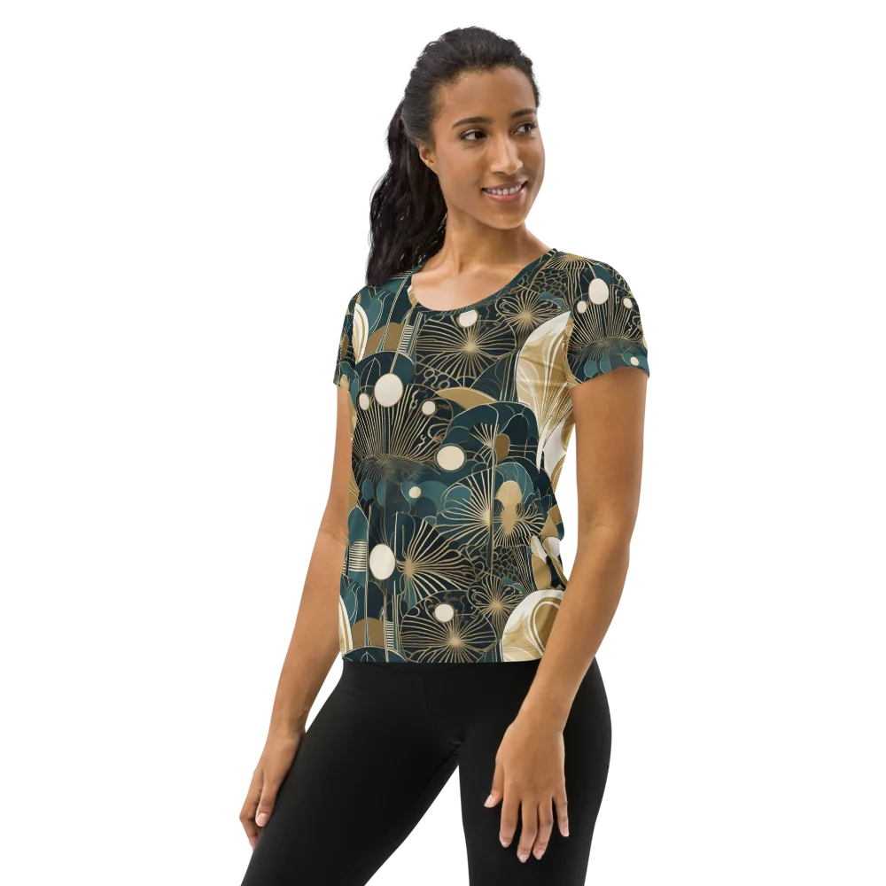 Gilded Night Garden on Women's Athletic T-Shirt — Left