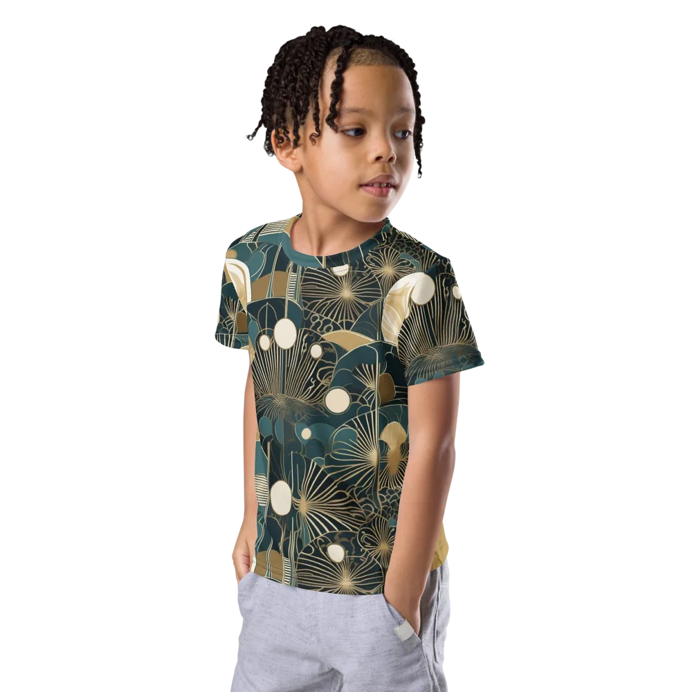 Gilded Night Garden on Kids Crew Neck T-Shirt — Left Front